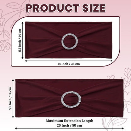 MDS Spandex Chair Sashes - Universal Fit Elastic Stretch Bows with Buckle Slider | 250 Pack - Burgundy
