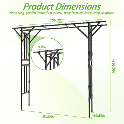 Trellume Garden Arch Trellis - 106.3" L×106.3" H Extra Large Flat Top Arbor Trellis with Coated Steel Pipe, Trellis for Climbing Plants Outdoor, Heavy Duty Abor Archway for Wedding Decor(25MM Pipe)