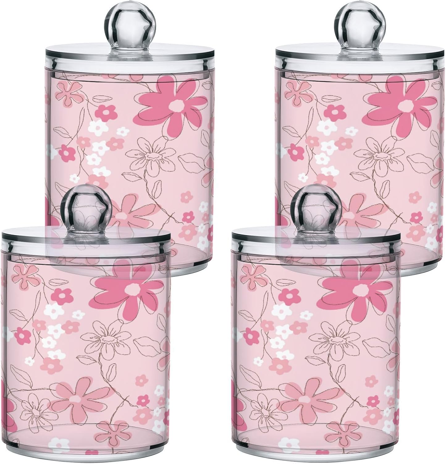 Kigai Watermelon 2PC Airtight Transparent Plastic Storage Jar for Food, Herbs, Tea, Easy to Use with Storage Lid