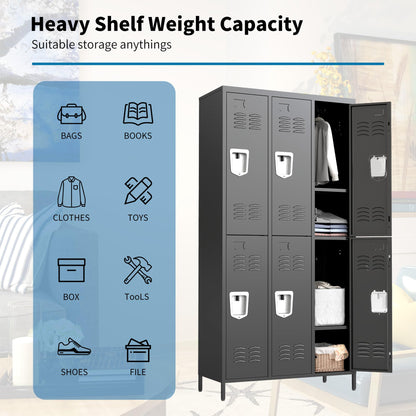 FLIXELIO 6 Doors Metal Lockers for Employees 71" H Storage Cabinet Lockable Locker with Shelves Steel Storage Locker for Gym School Office Home Requires Assembly