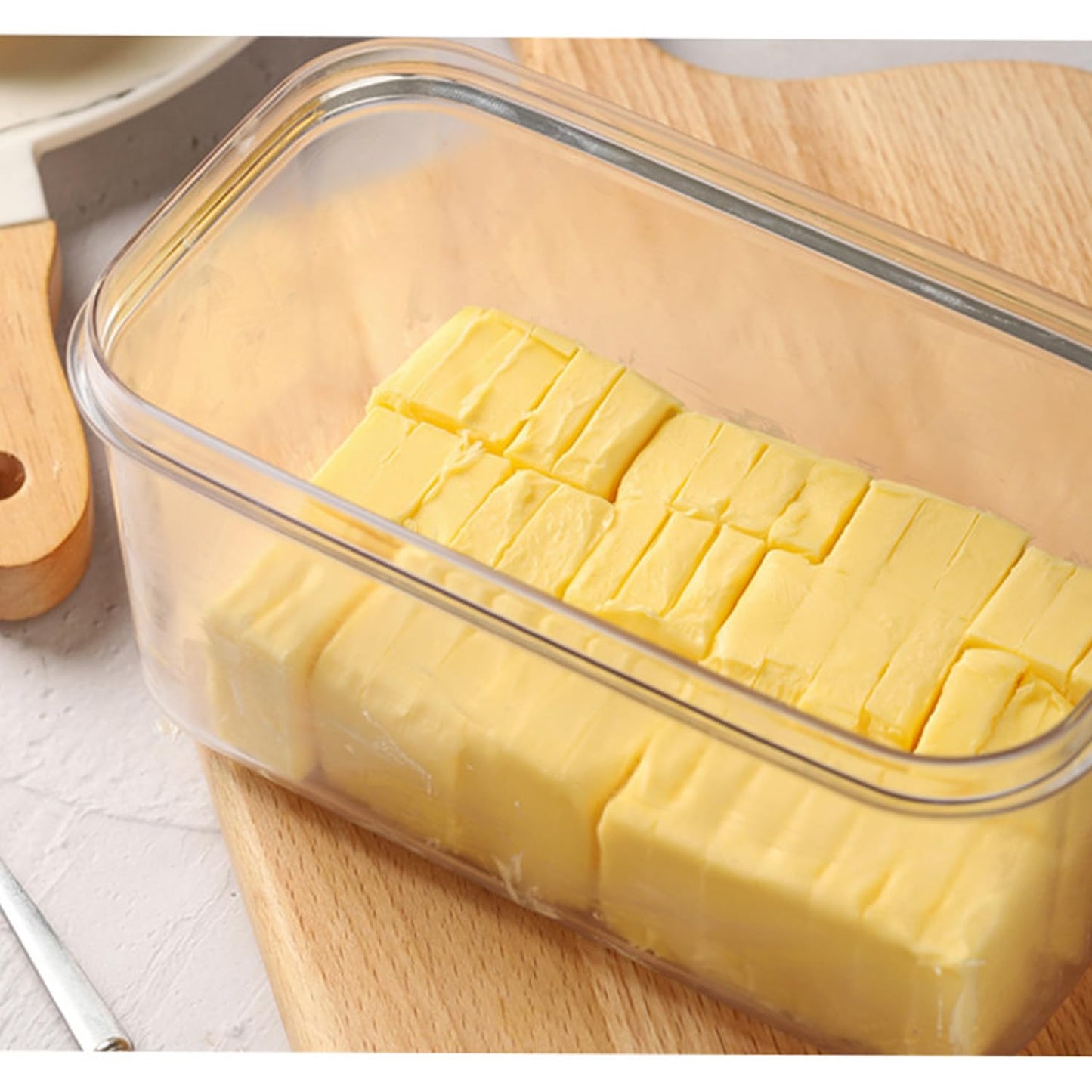 UNIVIVO Butter Slicer Cutter, Stick Butter Container Dish with Lid for Fridge, Easy Cutting Two 4oz Sticks Butter (Large-450g)