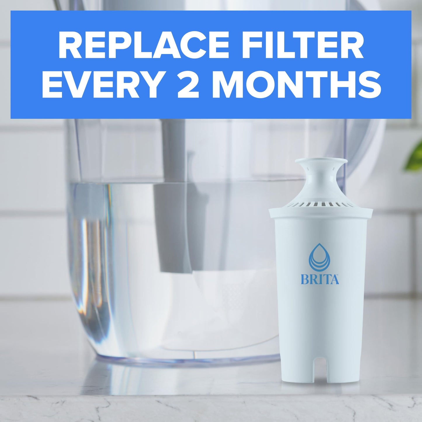 Brita Plus Water Filter, BPA-Free, High-Density Replacement Filter for Pitchers and Dispensers, Reduces 2x Contaminants*, Lasts Two Months or 40 Gallons, Includes 4 Filters