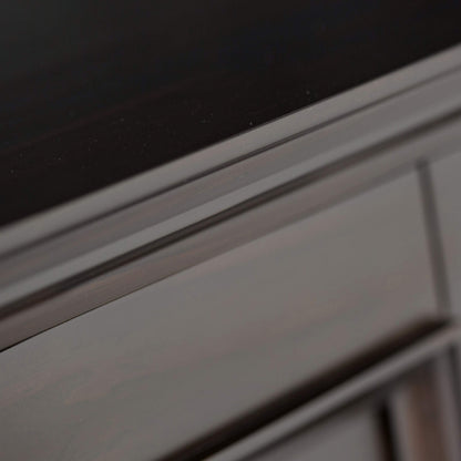 SIMPLIHOME Amherst 32-inch Wide Solid Wood Transitional-Style Low Storage Cabinet in Hickory Brown for Living Room, Entryway, or Dining Area with Adjustable Shelves