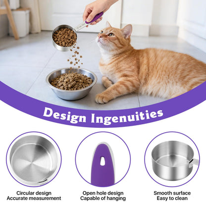 10 Pcs 1/2 Measuring Cup, 4 Oz Stainless Steel Scoop with Silicone Handle, Metal Mini Measuring Scoops Kitchen Gadgets for Cooking Baking,Coffee Bean Pet Food,Ingredients,Purple