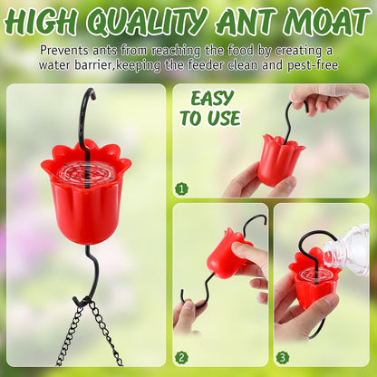 Dunkive Halves(Black,1 Pack) Baltimore Oriole Bird Feeder for Outdoors Oriole Feeder with Ant Moat & Glass Bowl & Ant