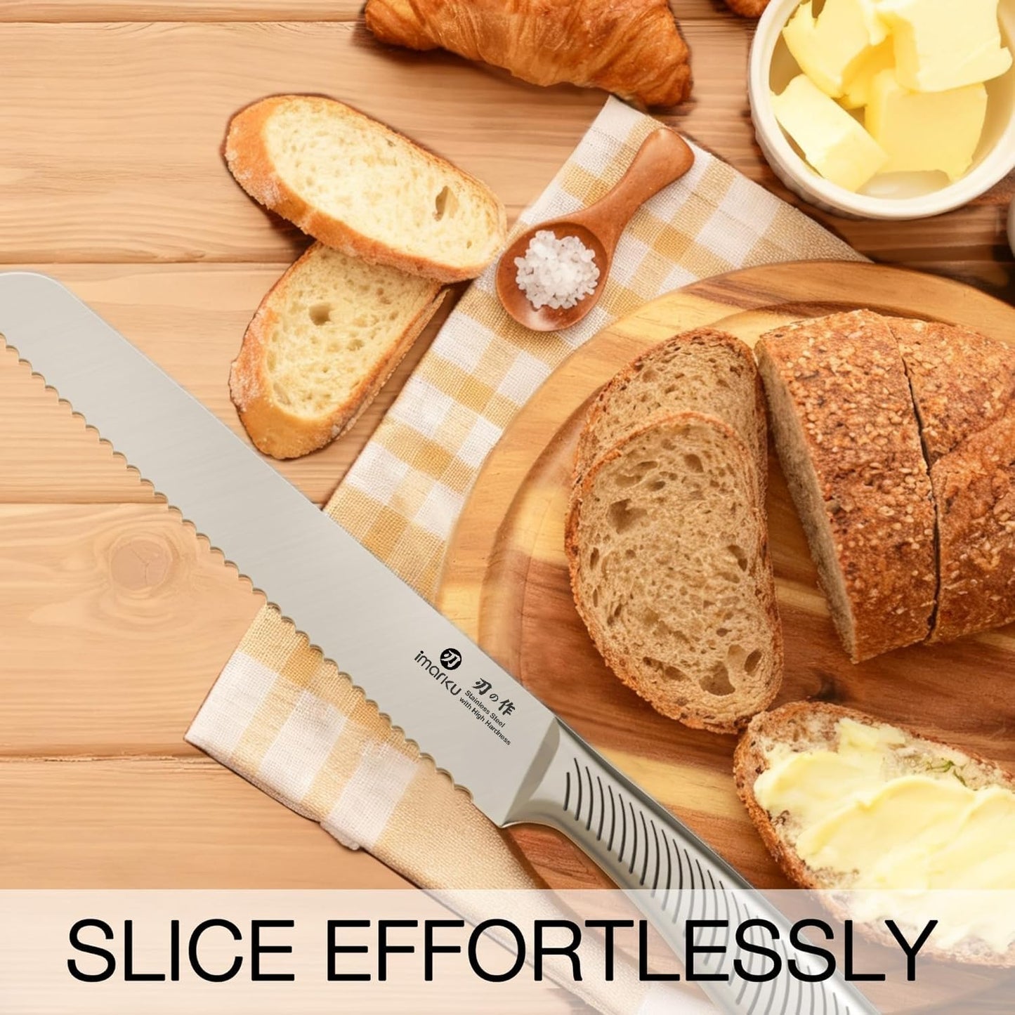 imarku Bread Knife 10 Inch: Japanese High Carbon Stainless Steel Professional Grade Serrated Bread Knife, Razor Sharp Edge Cake Knife for Homemade Bread/Bagels/Cake