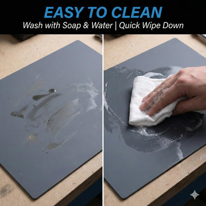 Yulatik Non-Slip Watch Repair Mat with Parts Organizer - Anti-Static Rubber Work Pad for Jewelers & Watchmakers - Gray Maintenance Platform Table Mat with Screw Compartments (13.8" x 9.8")