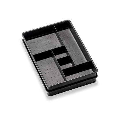 madesmart Two-Piece Drawer Organizer, 12-Compartment Drawer Storage for Utensils, Tools & Household Essentials, Durable Non-Slip Design, Carbon