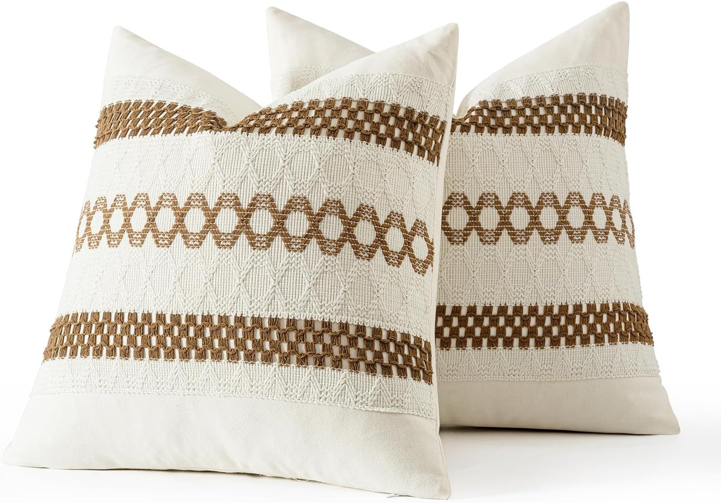 Set 2 20x20 Inch MIULEE of Coco Brown Boho Decorative Pillow Covers Farmhouse Rustic Couch Throw Pillows Modern Spring