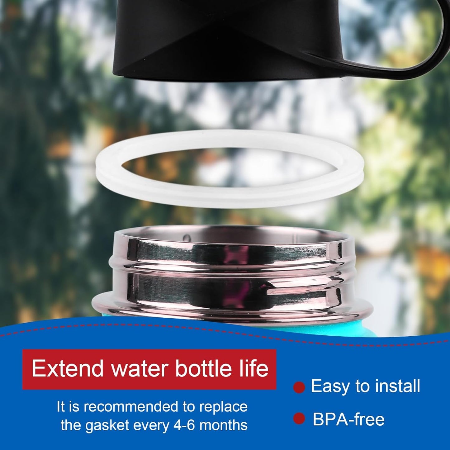 6pcs Silicone Gasket Replacement for DRINCO 14/18/22/32/40/64oz Water Bottles, Straw Lid Seal & Vent Hole Gaskets