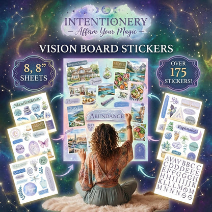 Vision Board Stickers for Manifestation - 175+ Vinyl Watercolor Decals for Manifestation to Personalize Journals, Planners, Water Bottles, and Laptops.