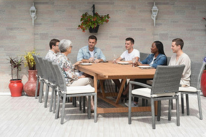 Amazonia Jefferson 13-Piece Patio Extendable Dining Table Set | Light Grey Wicker Chairs | Ideal for Outdoors and Indoors