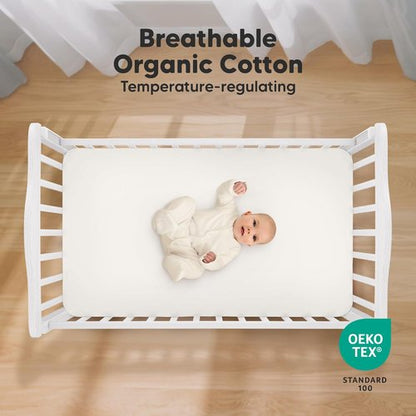 KeaBabies Organic Crib Sheets - 2-Pack Fitted Mattress Covers in Khaki | Soft, Breathable Jersey Cotton for Boys & Girls