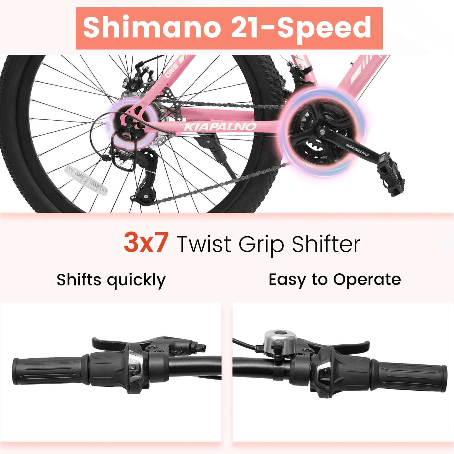Ecarpat Women's Mountain Bike 24/26 Inch Wheels, 21-Speed Trail Commuter City Mountain Bikes, 15"/17" Carbon Steel Frame Female Bicycles Disc Brakes Front Fork, Pink
