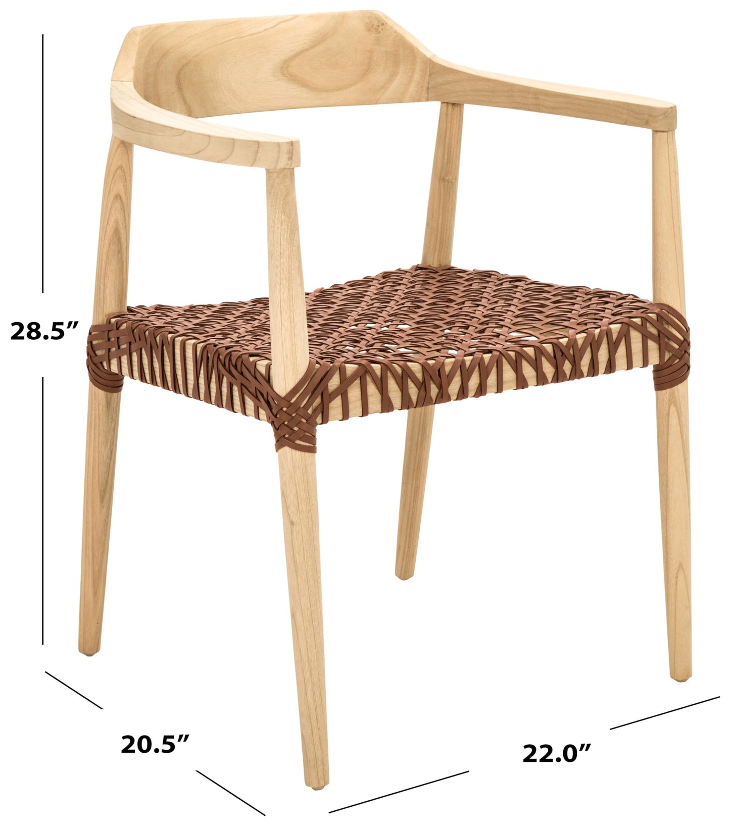 SAFAVIEH Home Collection Munro Natural Sungkai Wood/Light Honey Leather Woven Accent Chair (Fully Assembled)