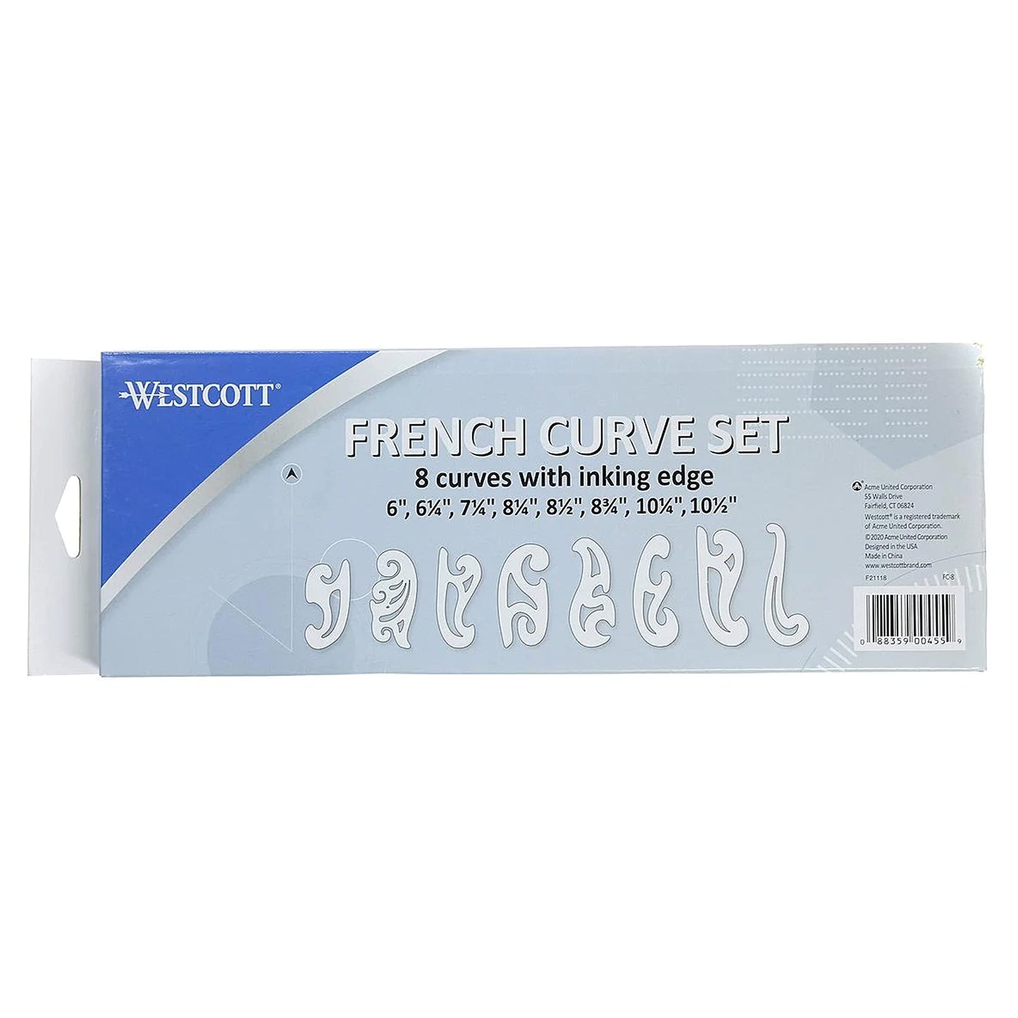 Westcott French Curve Template, Set of 8 (FC-8)