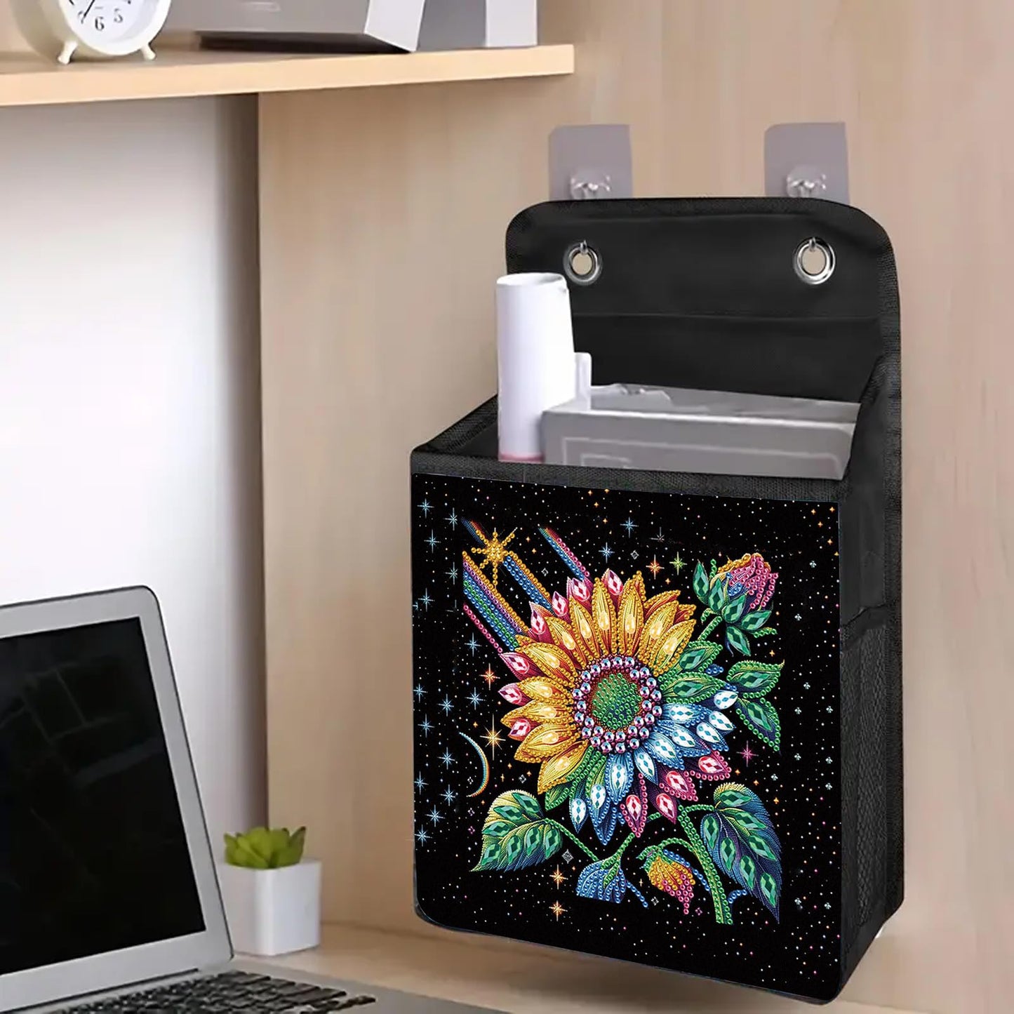 Diamond Painting Storage Organizer Kit with Beautiful Pattern Design Round and Special Shape Diamond Art Kit，Door Hanging Holder Suitable for Storing Small Items, Foldable Wall Pouch Without Hooks