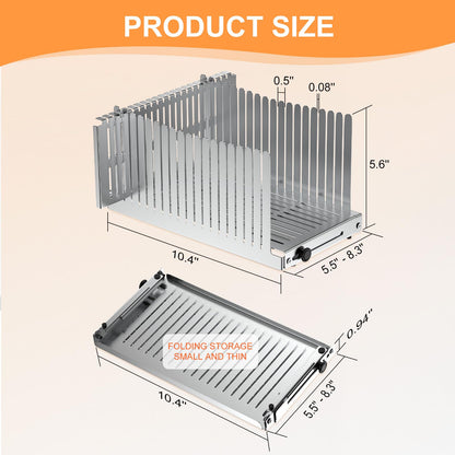 MOBBYKO Stainless steel Bread Slicer for Homemade Bread,Adjustable Width,Foldable Compact,Bread Slicing Guide,Bread Loaf Slicer,for Cakes,Bagels,slice is 0.5",Bread width: 5.5"-8.3"(Silvers)