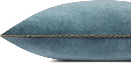 Loloi Liza Pillow Cover, 22'' x 22'' with Poly, Blue