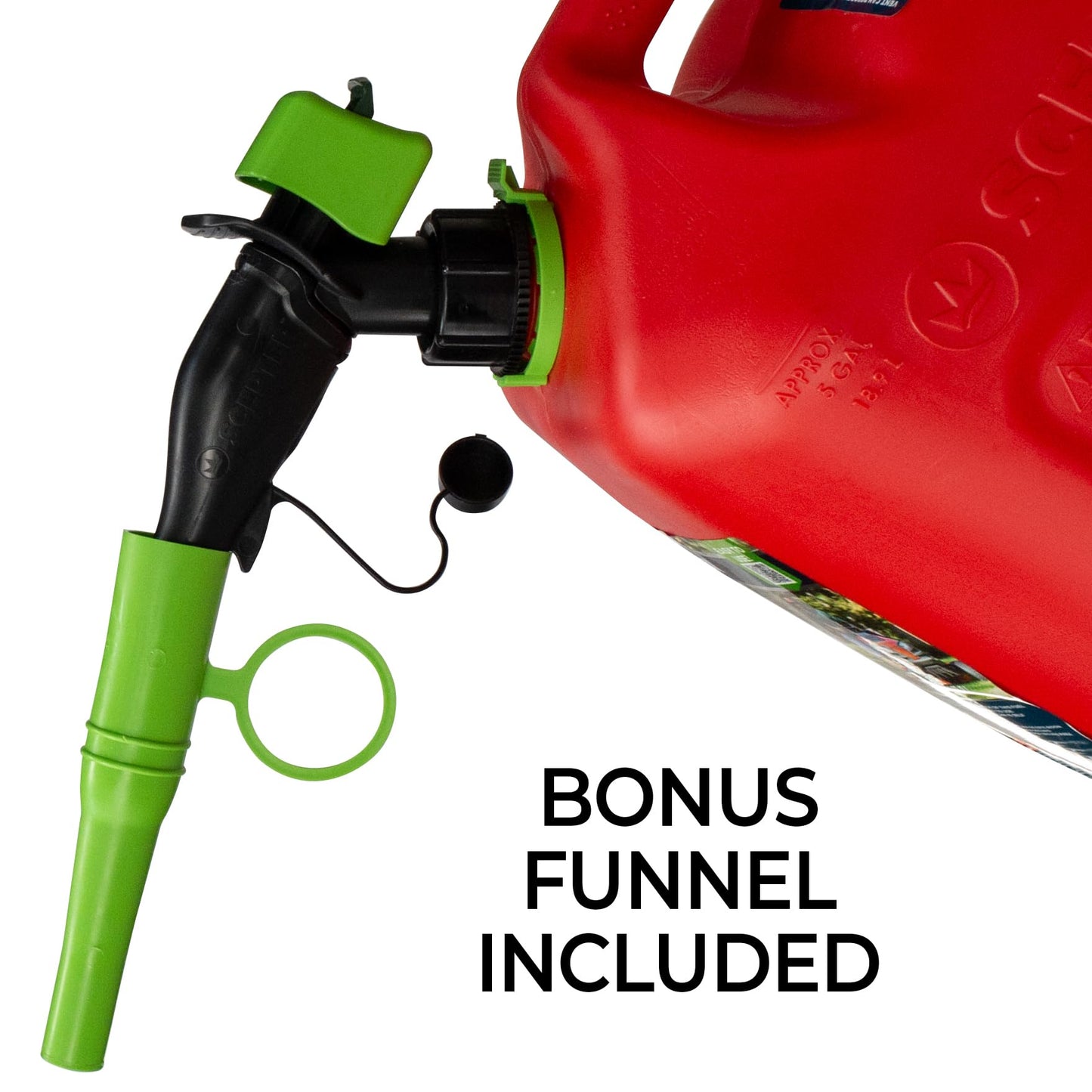 Scepter FSCG552 Fuel Container with Spill Proof Spout with Bonus Spout Extender, Rear Handle Red Gas Can, 5 Gallon
