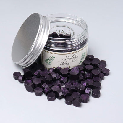 FsAlisa Wax Seal Beads 200pcs Octagon Wax Sealing Beads for Wax Stamp Sealing Perfect for Embellishment of Wedding Invitations, Christmas Cards, Envelopes, Wine Packages (Dark Purple)