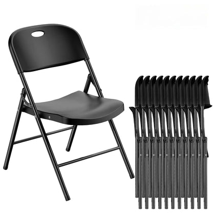 Nazhura 650 Weight Limit Heavy Duty Plastic Folding Chair with Reinfoced Steel Frame for Indoor and Outdoor, Wedding, Party, Restaurant, Meeting Room, Patio and Garden (Black, 12 Pack)