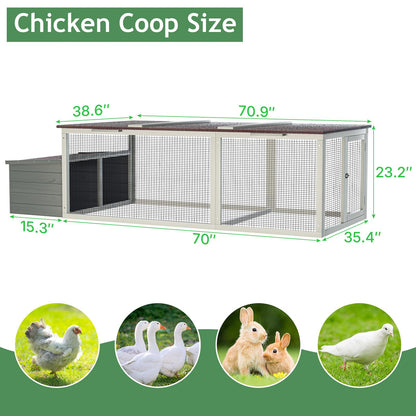 85" Large Wooden Chicken Coop for 2-4 Chickens, Weatherproof Hen House with Nesting Box, Run, Walk-in Poultry Cage with Locks, Outdoor Chicken Duck Coop Rabbit Hutch for Backyard Farm