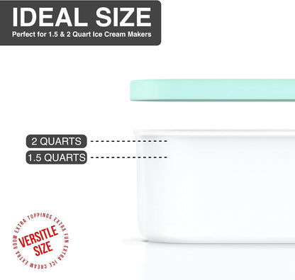 2 Frozen BALCI - Ice Cream Container - Quart - Perfect Reusable Freezer Storage for Homemade Ice Cream Tubs for Sorbet