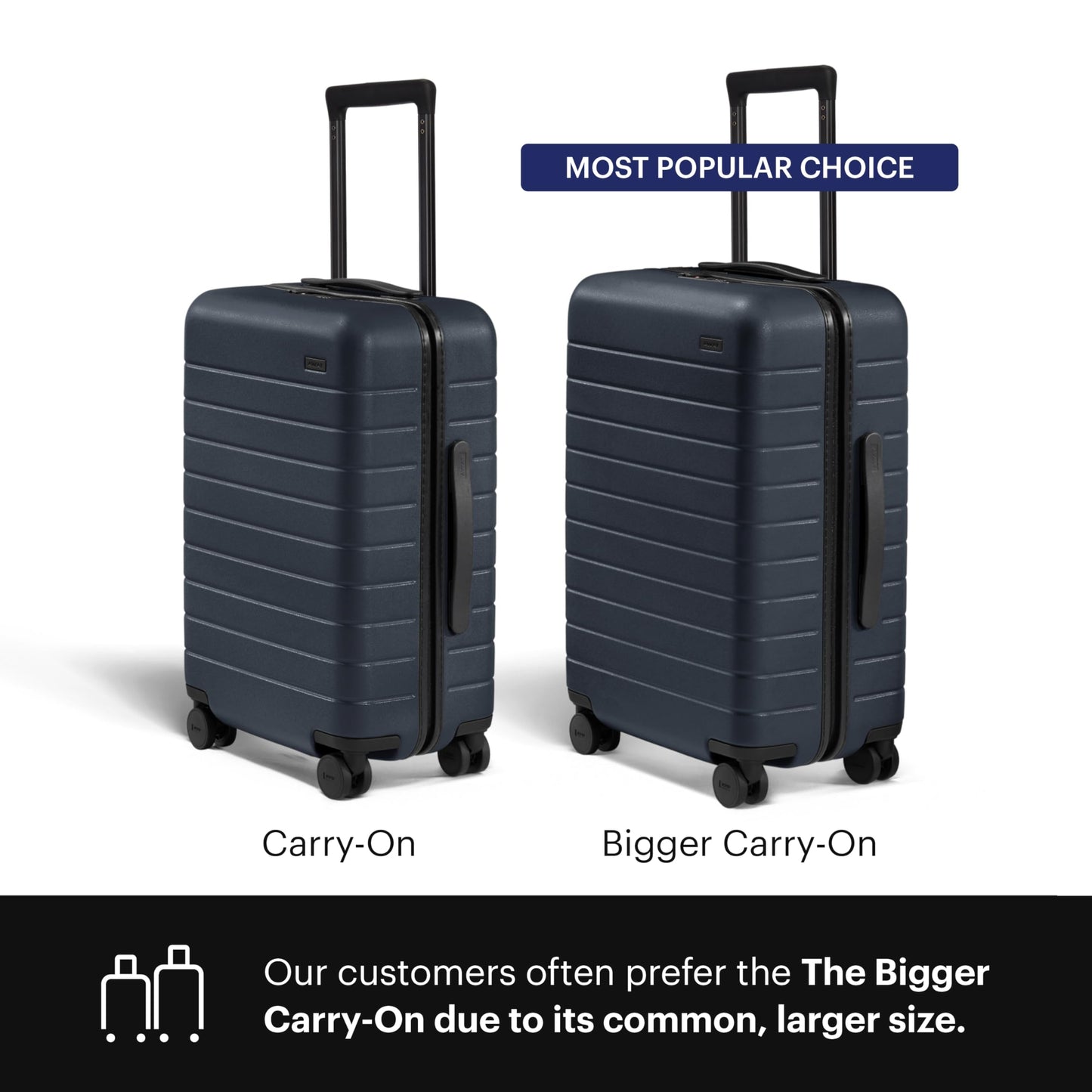 Away Bigger Carry-On Luggage - 23-Inch Lightweight Hardside Suitcase with 360° Spinner Wheels, Interior Compression System, TSA-Approved Lock - Navy Blue