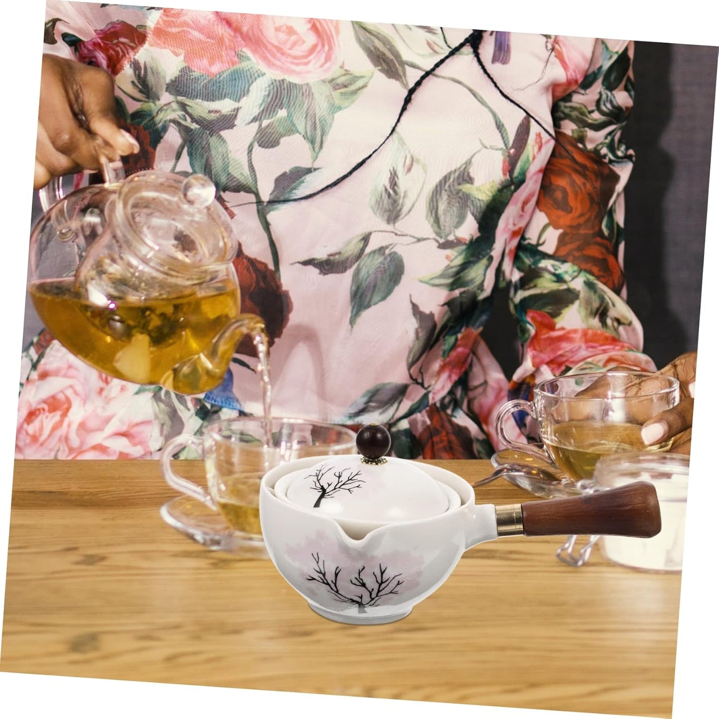 Vintage Kung Fu Teapot - Exquisite Traditional Flower Pattern Porcelain Tea Kettle, Classic Tea Infuser for Loose Tea,