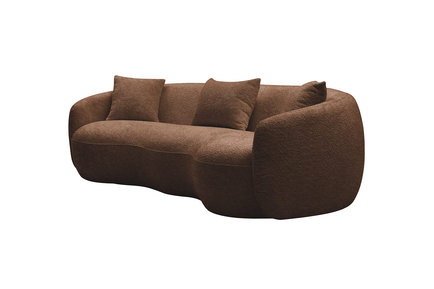 KEIKI 94" Boucle Half Moon Curved Sectional Sofa with 3 Throw Pillows, 4-Seater Teddy Fleece Leisure Couch with Curved Backrest, Easy Assembly, for Apartment, Living Room, Bedroom, Orange