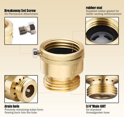 2 3/4'' PCS Brass Vacuum Breaker, Solid Brass Anti-Siphon Hose Bib Valve, Backflow Preventer for Garden Hose Check