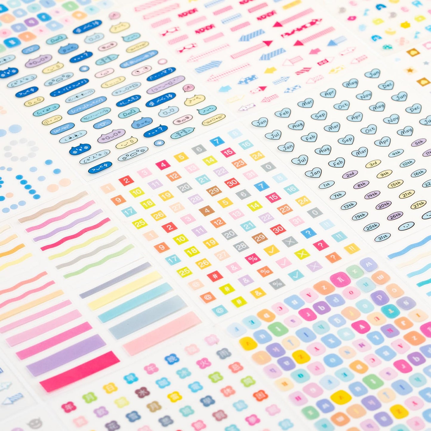 ZHIJIANHZ 64-Sheet Mini Cute Sticker Book Set for Journaling and Scrapbooking, Small PET Stickers with Variety of Shapes, Pink and Blue Color Collection, for Planners and Photocards