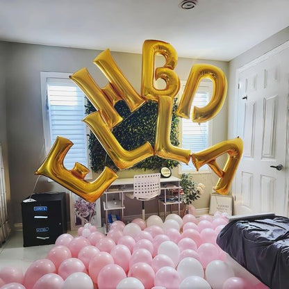 Gold Letter Balloons by [Brand Name] - 40 Inch Custom Mylar Alphabet Balloons for Birthday Party Decor