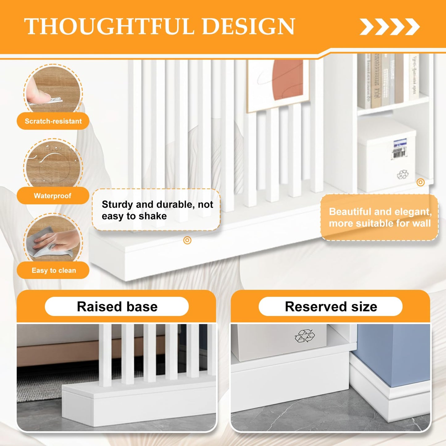 Wall Room Divider, Freestanding Wood Room Divider Shelf with Shelves, Divider Screen Separator Screen with Storage, Wall Divider for Room Separation, for Home Office Decorative(White,47.2IN)