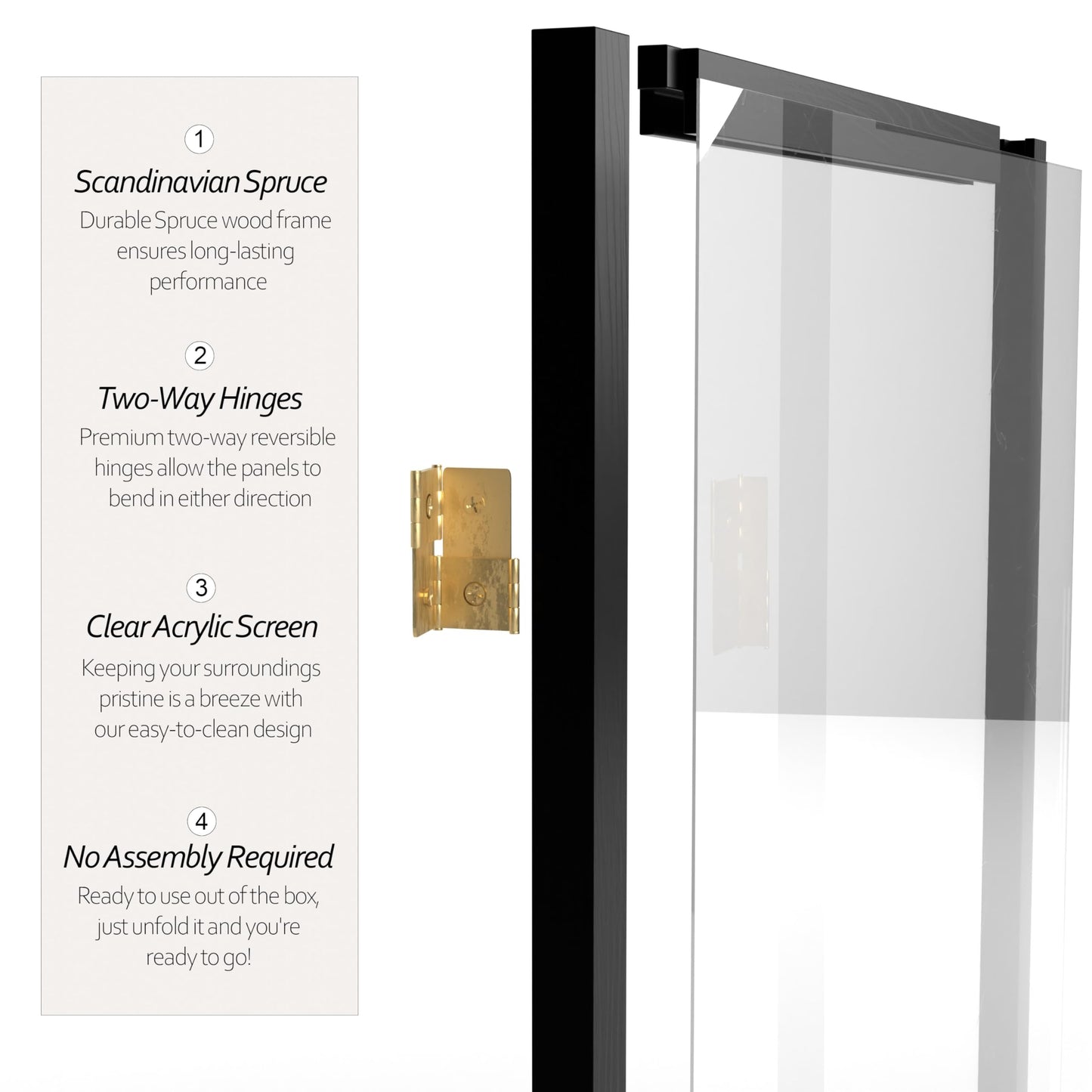 Red Lantern 6 ft. Tall Clear Plastic Partition Black 3 Panel