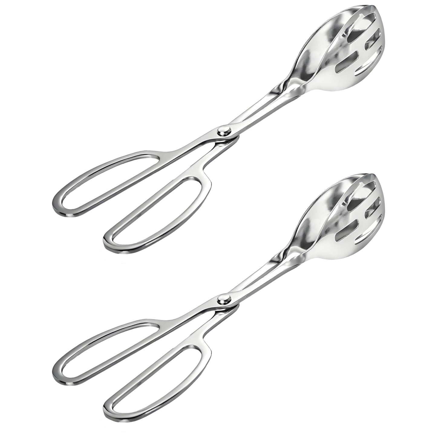 KBBYT Kitchen Tongs for Cooking for Buffet Party Catering - Stainless Steel Salad Tongs for Food Bread Cake Bake Dessert, 10-Inch Serving Tongs for Grill, Steak, Barbecue, Scissor Design (2 Pack)