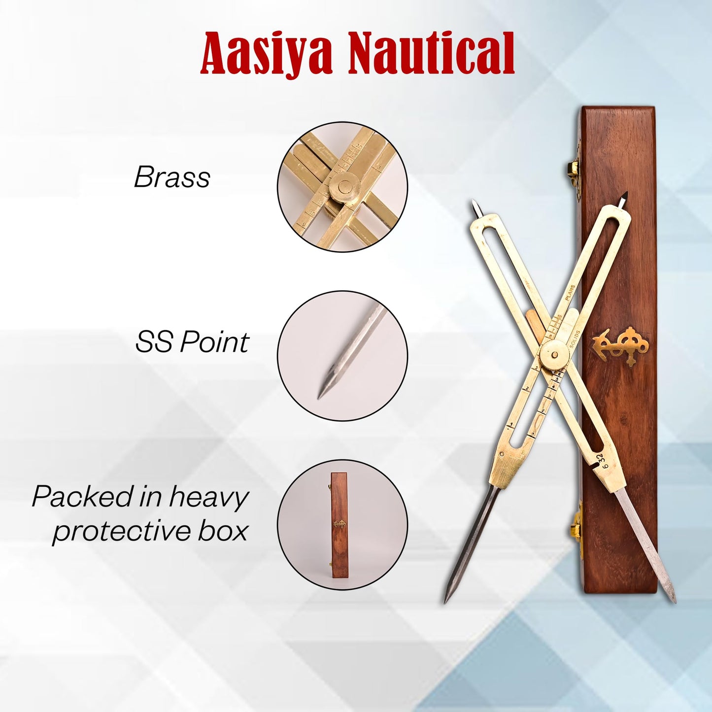 Artist Proportional Scale Divider Drawing Tool Professional 9” Long Solid Brass with Heavy Duty Steel Point with with Wooden Box an