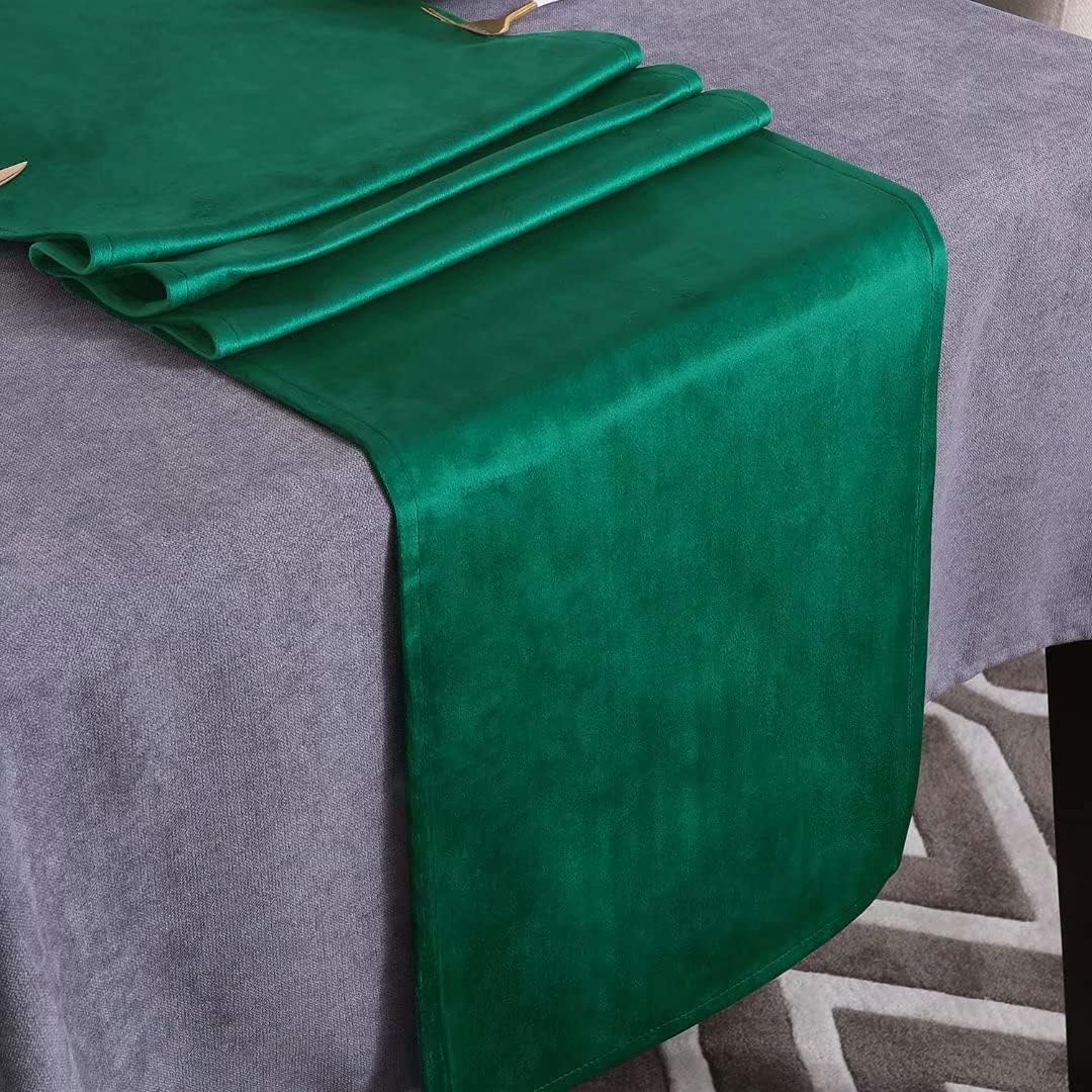 14x71 Inch Velvet Spring Table Runner Dresser Scarf Luxury Rustic Farmhouse Emerald Green St. Patrick's Day Easter