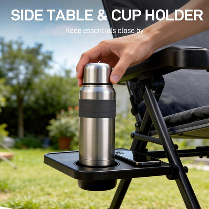 EVER ADVANCED Aluminum Zero Gravity Chair Oversized, Thick Padded Reclining Lounge Chair with Adjustable Headrest & Side Table, Heavy Duty Support 350 lbs, Foldable for Outdoor & Indoor, Gray-2 Pack