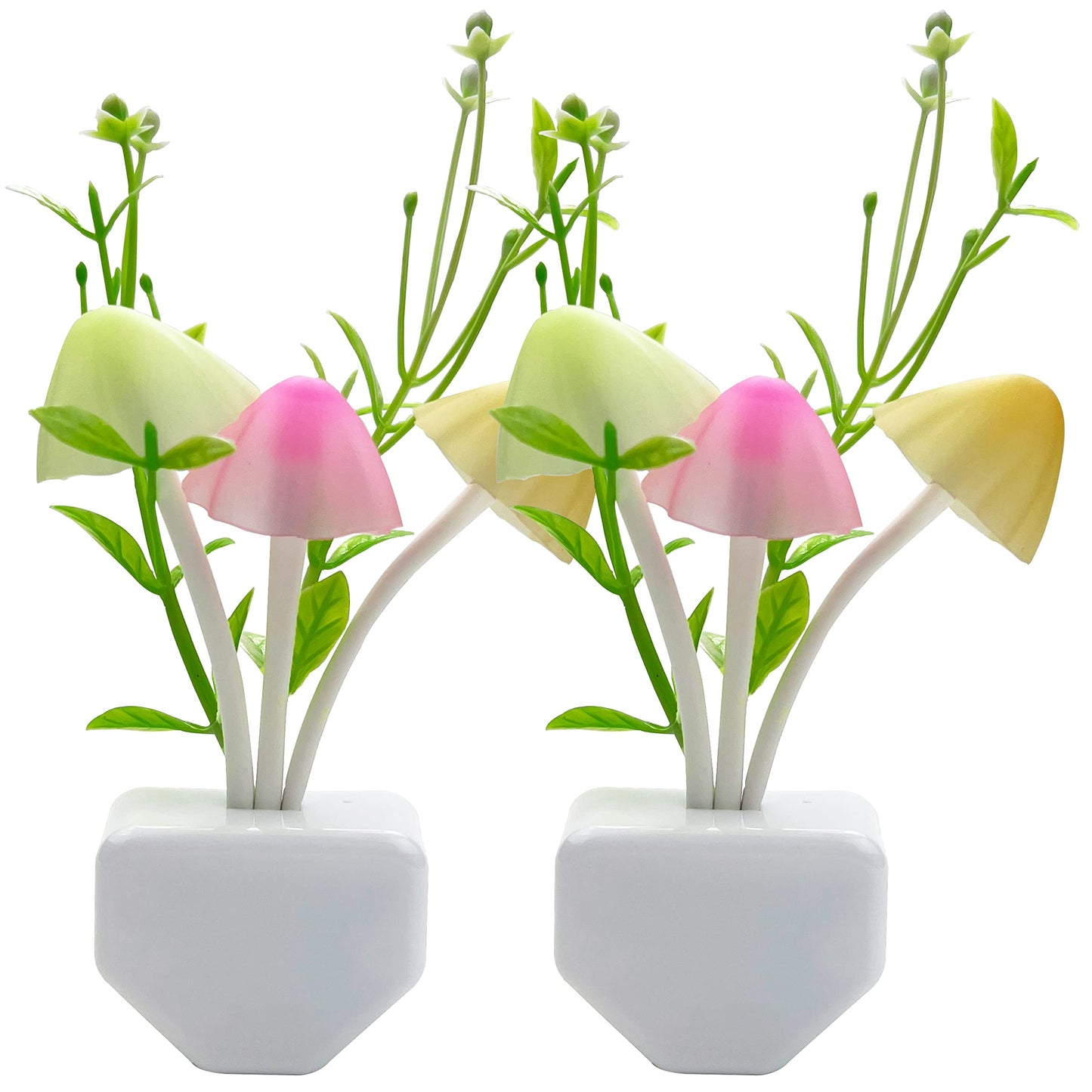 ZEZHOU Smart Sensor Led Night Lights - 2Pack 7 Color Changing Mushroom Nightlight Dusk to Dawn Sensor Auto On/Off, 0.6W Plug-in Wall Dream Bed Lamp, Gift Ideal for Nursery Baby Kids Children Adults