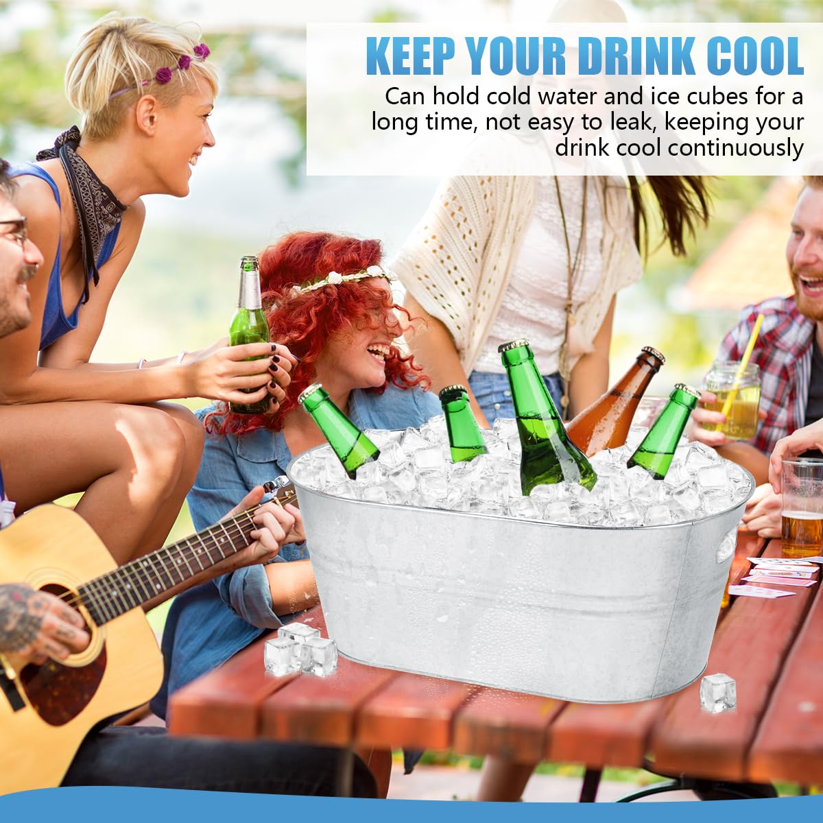 OBTANIM 4 Pack 4 Gallon Galvanized Ice Buckets Metal Champagne Drink Cooler Storage Ice Tub with Carry Handles for Beer Cocktails Wine Beverage Home Parties Bar Cooling Supplies
