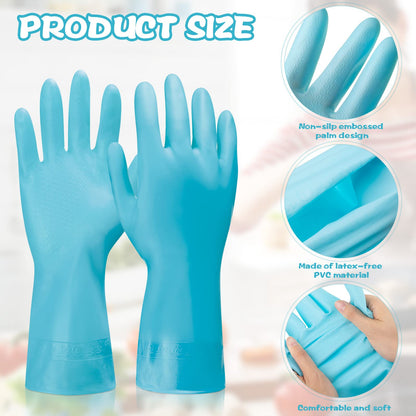 Gandeer 36 Pairs Blue Rubber Reusable Gloves Long Household Dishwashing Gloves Kitchen Cleaning for Dishes Clean Gardening (L,Pink,Green)