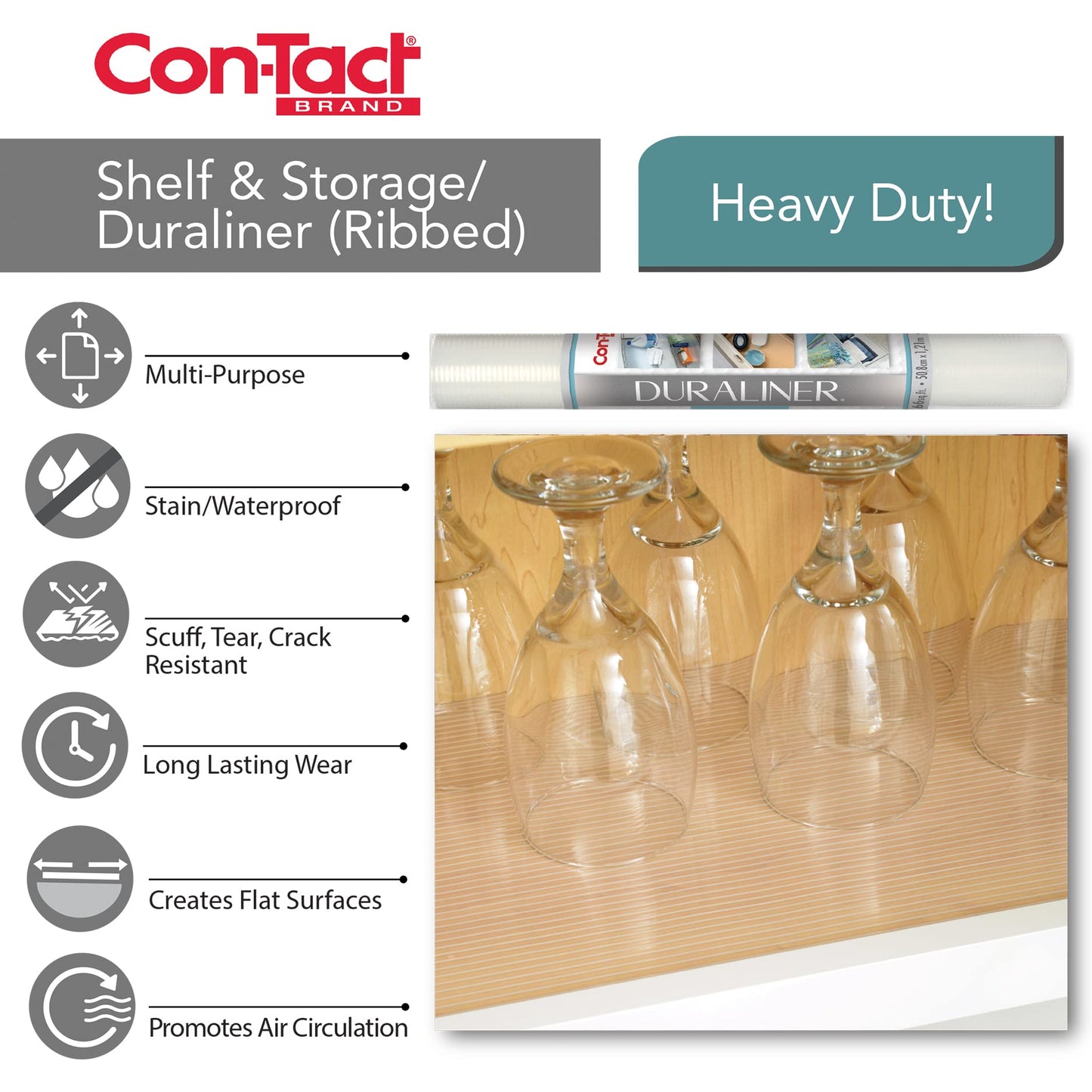 Con-Tact Brand Duraliner Shelf Liner, Non-Adhesive and Multi-Use Drawer Liner, Made of Vinyl, Waterproof Liner, 12" x 25', Diamond Clear