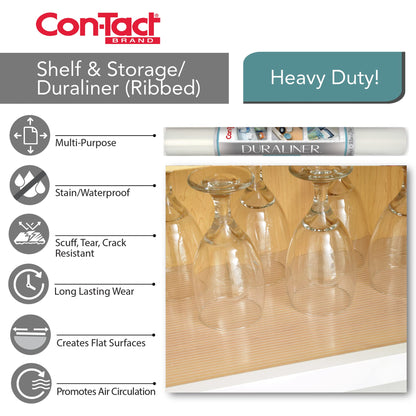 Con-Tact Brand Duraliner Shelf Liner, Non-Adhesive and Multi-Use Drawer Liner, Made of Vinyl, Waterproof Liner, 12" x 25', Diamond Clear