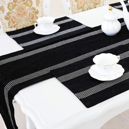 San Tungus 13 84 Inch Multi-Size Elegant Table Runner with Tassels Bright Rhinestone, x for Farmhouse Long Side Desk