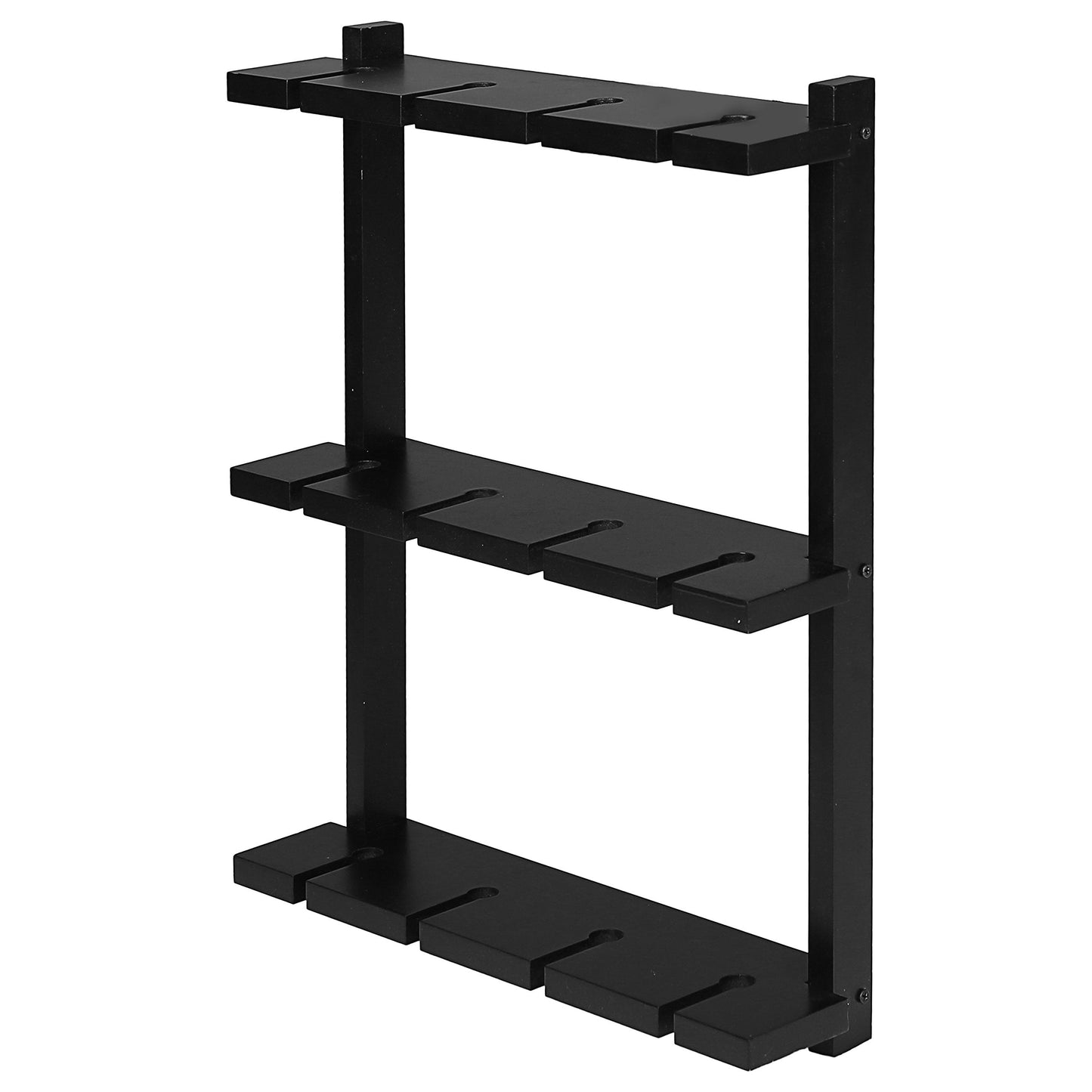 MyGift Wine Glass Rack - Wall-Mounted Black Wood Stemware, 12 Glassware Holder Rack, Wine Glasses Storage Hanger for Bar Kitchen