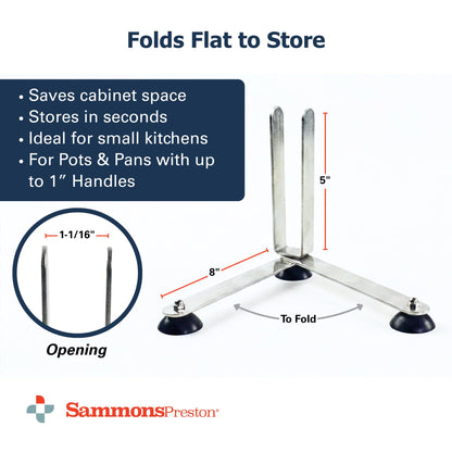 Sammons Preston Folding Pan Holder, Pot Stabilizer for One-Handed Stirring, Secure & Stable Kitchen Aid for Pan & Pot Turn Prevention, Spill Prevention for Stove Top Cooking