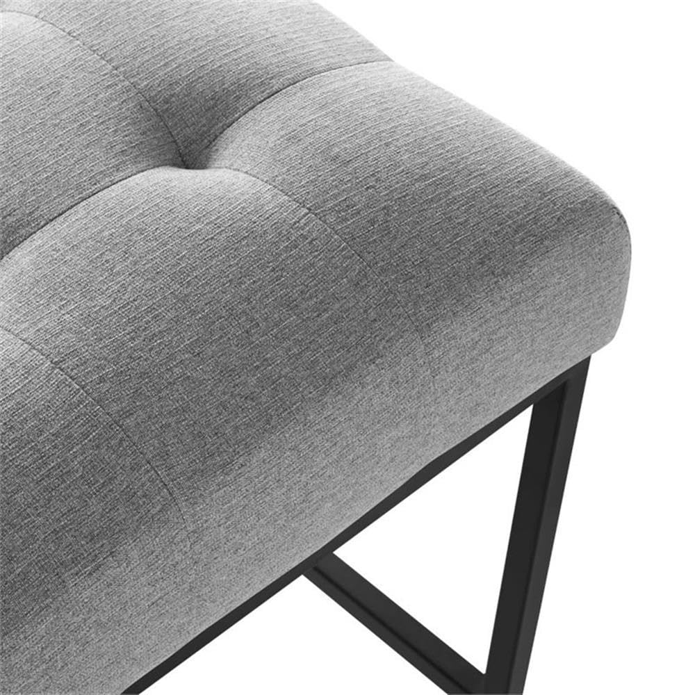 Modway Privy Black Stainless Steel Upholstered Fabric Counter Stool, Light Gray
