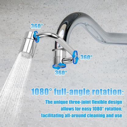 Rotatable Sink Faucet Aerator Extension, Universal Rotating U-Shaped Faucet Extender with Washers 2 Modes Adjustable Flexiflow 1080° Rotating Tap Spray Head Adapter for Kitchen & Bathroom Upgrade